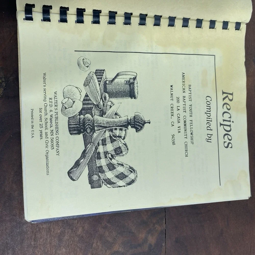 VTG Walnut Creek California American Baptist Church Regional Cookbook Local